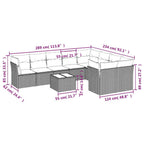 10-tlg. Garten-Sofagarnitur mit Kissen Schwarz Poly Rattan
