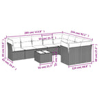 10-tlg. Garten-Sofagarnitur mit Kissen Braun Poly Rattan