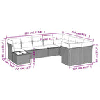 10-tlg. Garten-Sofagarnitur mit Kissen Schwarz Poly Rattan