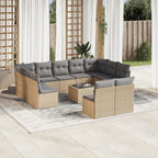 12-tlg. Garten-Sofagarnitur mit Kissen Beige Poly Rattan