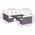 12-tlg. Garten-Sofagarnitur mit Kissen Braun Poly Rattan