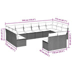 12-tlg. Garten-Sofagarnitur mit Kissen Braun Poly Rattan
