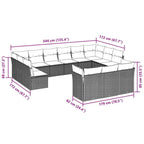 13-tlg. Garten-Sofagarnitur mit Kissen Braun Poly Rattan