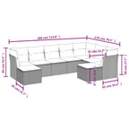 9-tlg. Garten-Sofagarnitur mit Kissen Grau Poly Rattan