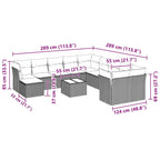 12-tlg. Garten-Sofagarnitur mit Kissen Hellgrau Poly Rattan