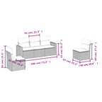 5-tlg. Garten-Sofagarnitur mit Kissen Schwarz Poly Rattan
