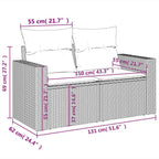 8-tlg. Garten-Sofagarnitur mit Kissen Schwarz Poly Rattan
