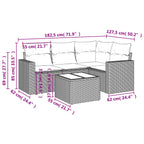 5-tlg. Garten-Sofagarnitur mit Kissen Braun Poly Rattan