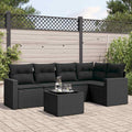 6-tlg. Garten-Sofagarnitur mit Kissen Schwarz Poly Rattan