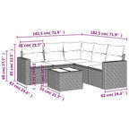 6-tlg. Garten-Sofagarnitur mit Kissen Schwarz Poly Rattan