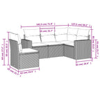 5-tlg. Garten-Sofagarnitur mit Kissen Schwarz Poly Rattan