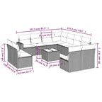 12-tlg. Garten-Sofagarnitur mit Kissen Schwarz Poly Rattan