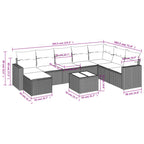 9-tlg. Garten-Sofagarnitur mit Kissen Braun Poly Rattan