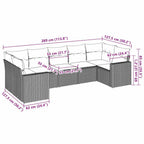 7-tlg. Garten-Sofagarnitur mit Kissen Braun Poly Rattan