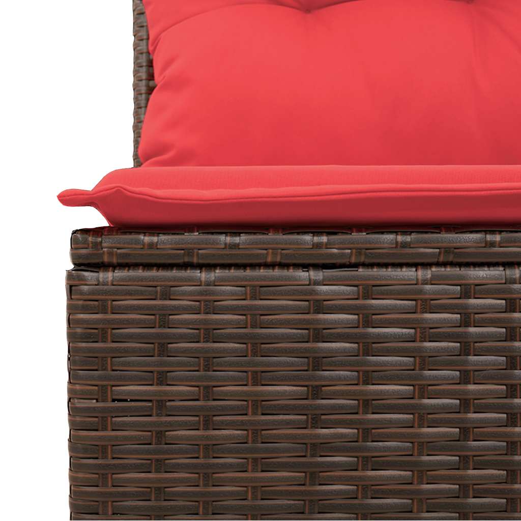 10-tlg. Garten-Sofagarnitur mit Kissen Braun Poly Rattan