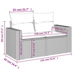 9-tlg. Garten-Sofagarnitur mit Kissen Schwarz Poly Rattan
