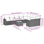 10-tlg. Garten-Sofagarnitur mit Kissen Schwarz Poly Rattan