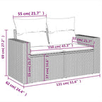 10-tlg. Garten-Sofagarnitur mit Kissen Braun Poly Rattan