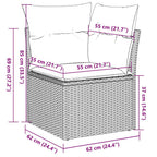 10-tlg. Garten-Sofagarnitur mit Kissen Braun Poly Rattan