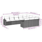 10-tlg. Garten-Sofagarnitur mit Kissen Grau Poly Rattan