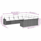 10-tlg. Garten-Sofagarnitur mit Kissen Hellgrau Poly Rattan
