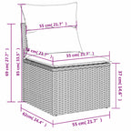 11-teiliges Gartensofa-Set mit Kissen, grau, Polyrattan