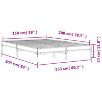 Bettgestell Grau Sonoma 150x200 cm Holzwerkstoff und Metall