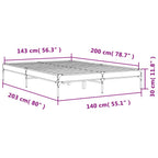 Bettgestell Sonoma-Eiche 140x200 cm Holzwerkstoff und Metall