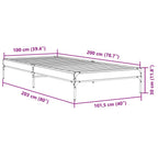 Bettgestell Schwarz 100x200 cm Holzwerkstoff und Metall
