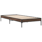 Bettgestell Braun Eichen-Optik 90x200 cm Holzwerkstoff Metall