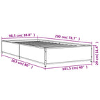Bettgestell Grau Sonoma 100x200 cm Holzwerkstoff und Metall