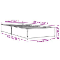 Bettgestell Braun Eichen-Optik 90x200 cm Holzwerkstoff Metall