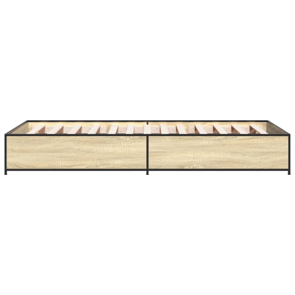 Bettgestell Sonoma-Eiche 75x190 cm Holzwerkstoff und Metall