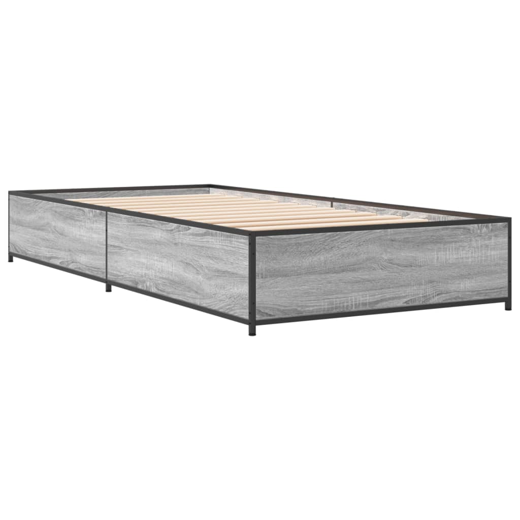 Bettgestell Grau Sonoma 75x190 cm Holzwerkstoff und Metall