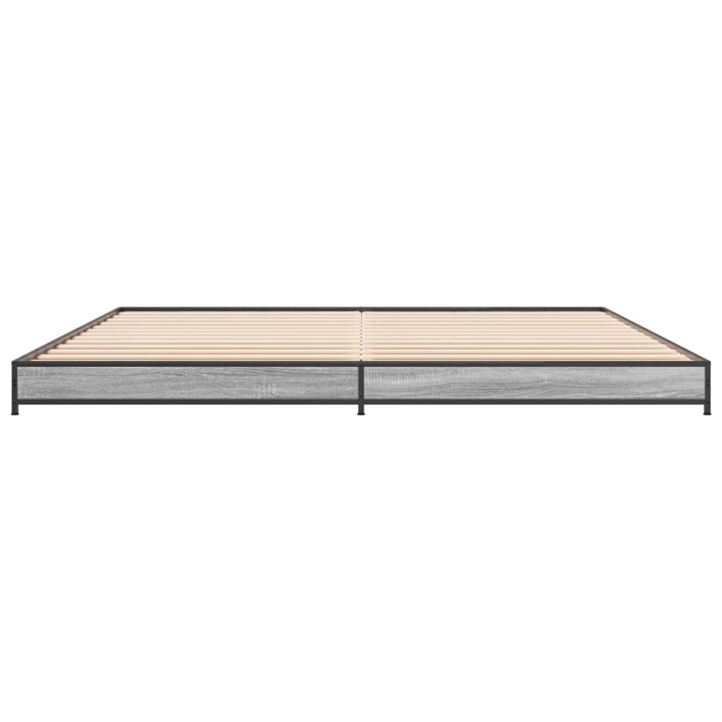 Bettgestell Grau Sonoma 200x200 cm Holzwerkstoff und Metall