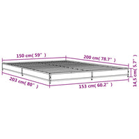 Bettgestell Grau Sonoma 150x200 cm Holzwerkstoff und Metall