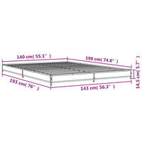 Bettgestell Grau Sonoma 140x190 cm Holzwerkstoff und Metall