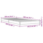 Bettgestell Räuchereiche 100x200 cm Holzwerkstoff und Metall