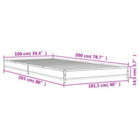 Bettgestell Grau Sonoma 100x200 cm Holzwerkstoff und Metall