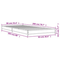 Bettgestell Grau Sonoma 90x200 cm Holzwerkstoff und Metall