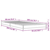 Bettgestell Braun Eichen-Optik 90x200 cm Holzwerkstoff Metall