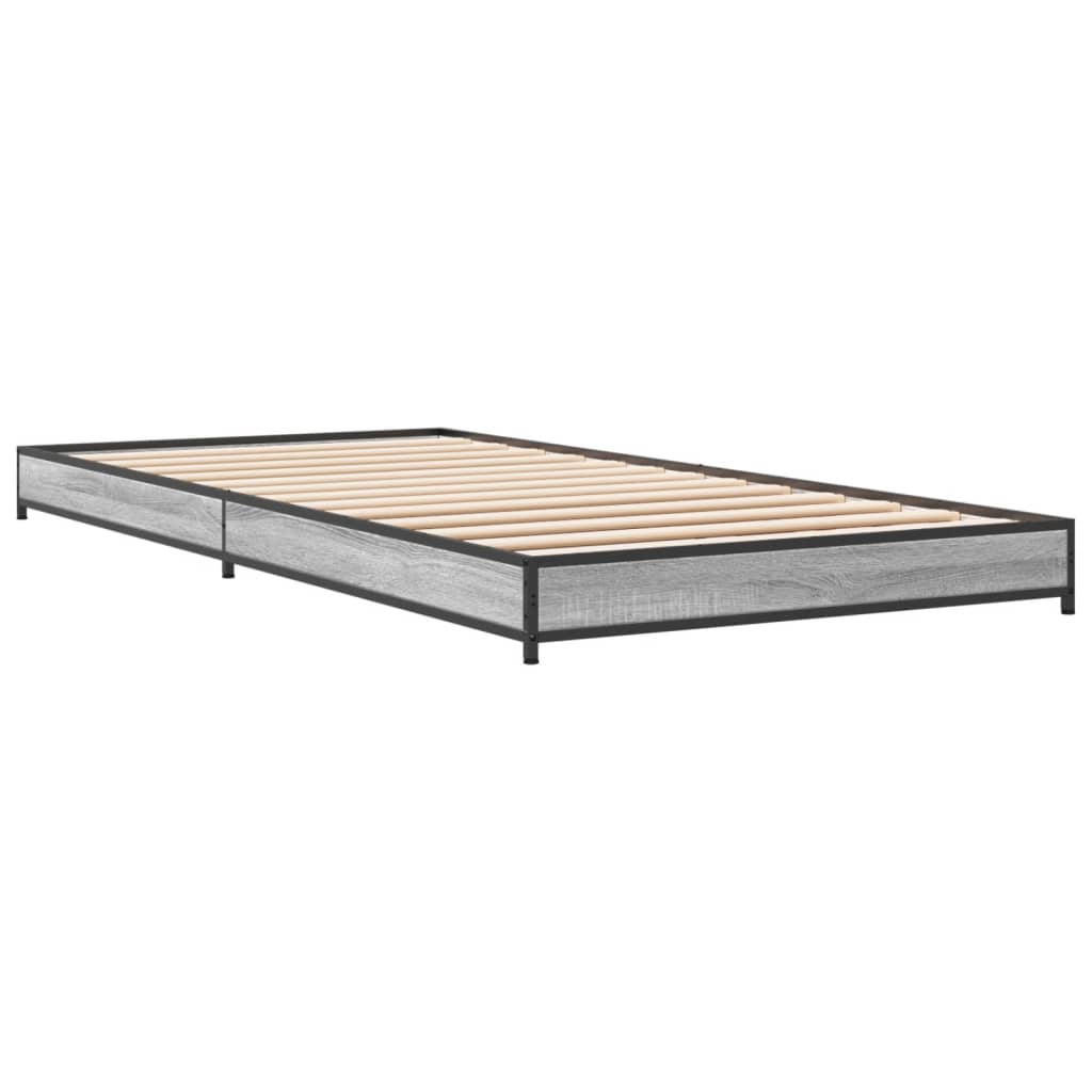 Bettgestell Grau Sonoma 90x190 cm Holzwerkstoff und Metall