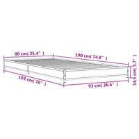 Bettgestell Braun Eichen-Optik 90x190 cm Holzwerkstoff Metall