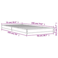 Bettgestell Braun Eichen-Optik 75x190 cm Holzwerkstoff Metall