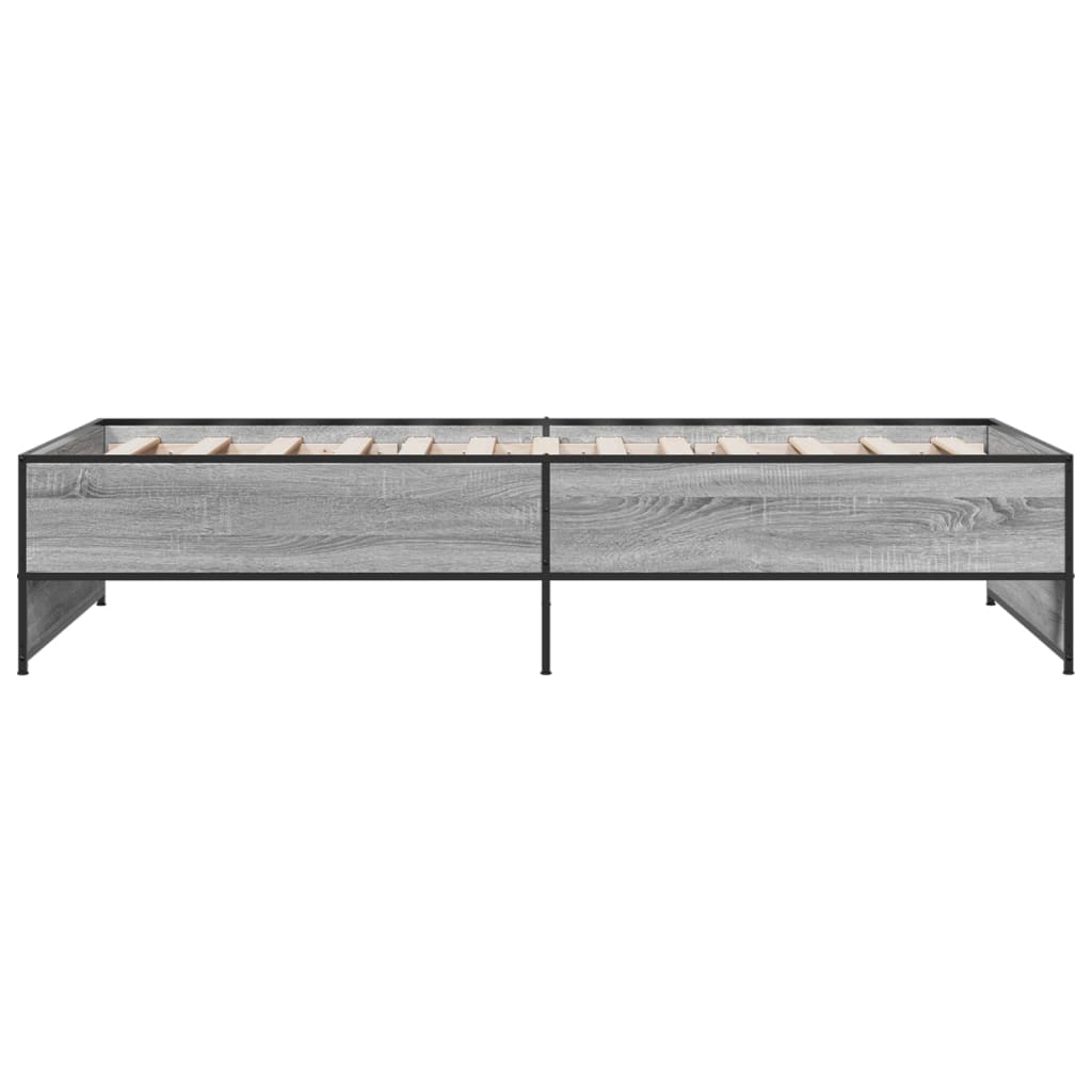 Bettgestell Grau Sonoma 75x190 cm Holzwerkstoff und Metall