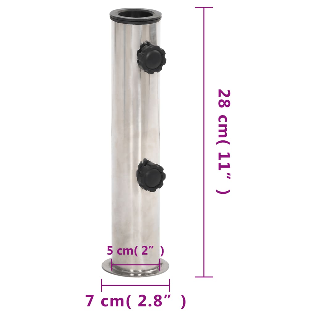 Sonnenschirmständer für Ø38/48 mm Mast Silbern Edelstahl