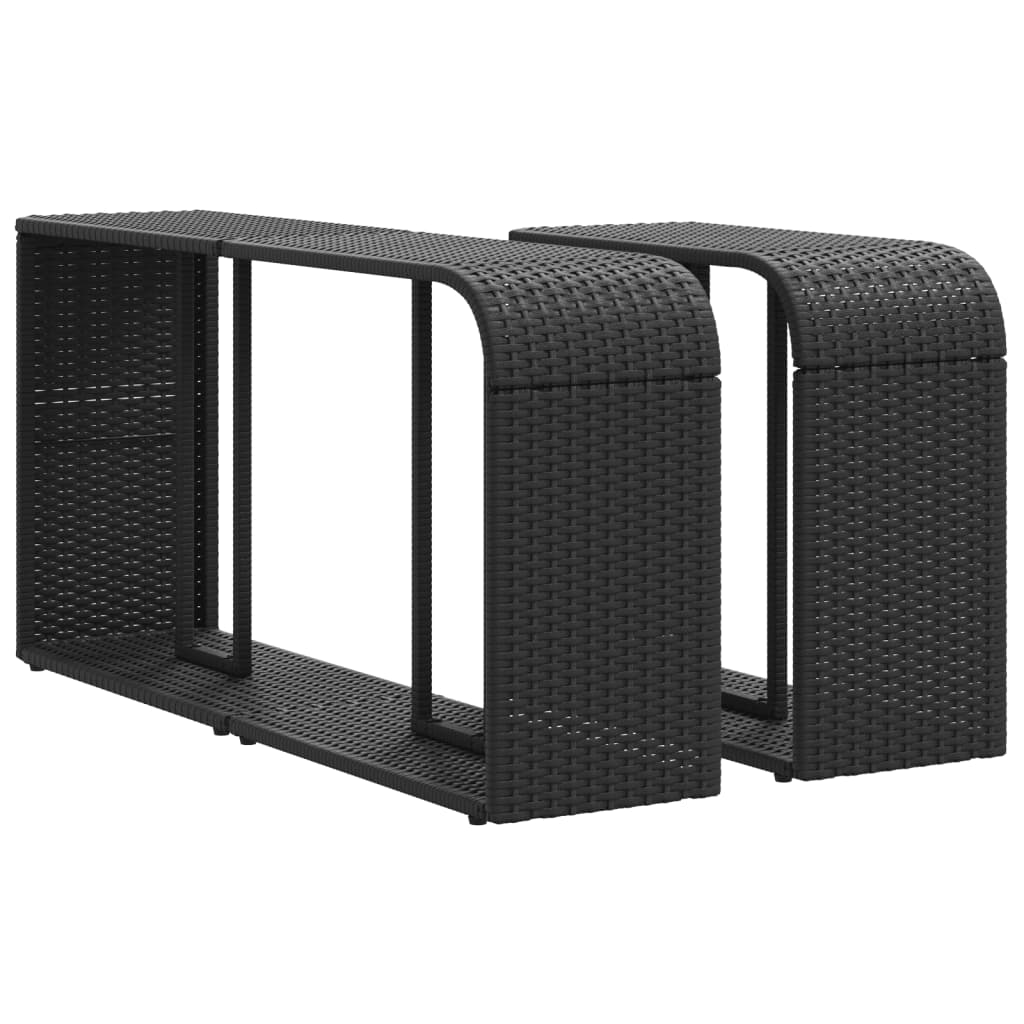 10-teiliges Gartensofa-Set mit Kissen, schwarzes Polyrattan