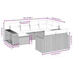 10-teiliges Gartensofa-Set mit Kissen, schwarzes Polyrattan