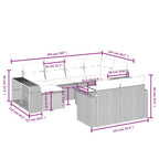 11-teiliges Gartensofa-Set mit Kissen, schwarzes Polyrattan