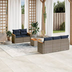 6-teiliges Gartensofa-Set mit Kissen, grau, Polyrattan